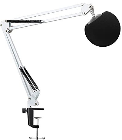 YOUSHARES Mic Stand with Pop Filter - Microphone Boom Arm Stand with Foam Cover Windscreen Compatible with Blue Snowball iCE Mic by YOUSHARES (White）