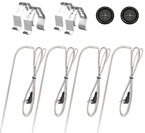 4-Pack Replacement 9004190170 for Masterbuilt Gravity Series Meat Temp Probe with Clips,fit Masterbuilt 560/800/1050 XL Digital Charcoal Grill+Smoker Accessories