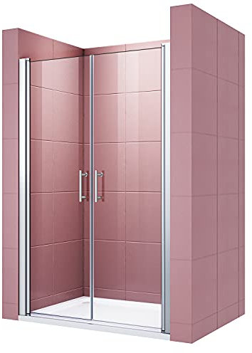SIRHONA Paroi de Douche 80 cm Pivotante,Porte Double de Douche Centrale Ouverte à Lavant,Cabine de Douche Auto-levante,Verre Trempé sécurité 5 mm avec Revêtement NANO Easy-clean