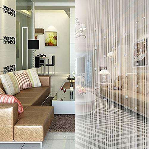 KHBNHJ Crystal Beaded Curtain, 2PCS Crystal Beads String Tassel Curtain, Partition Door Curtain Beaded String Curtain Door Screen Panel Home Decor Divider Crystal Tassel Screen-White