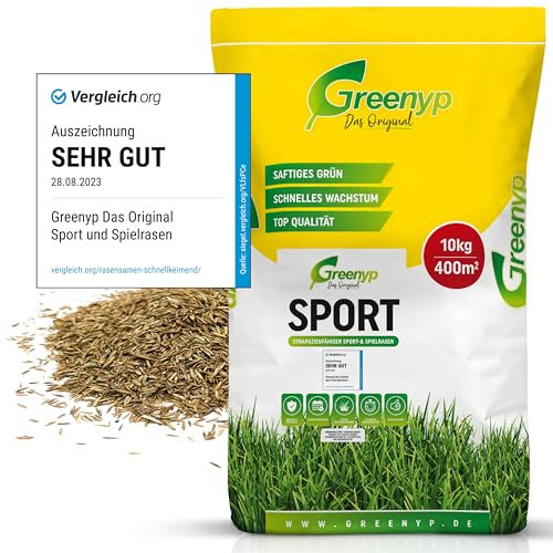 Greenyp® Sport I resistente prato sportivo e da gioco, 10 kg, per 400 m², semi di erba, seme di prato, seme di erba, semina di erba