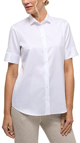 ETERNA Regular Bluse Halbarm Hemdkragen Blickdicht weiß