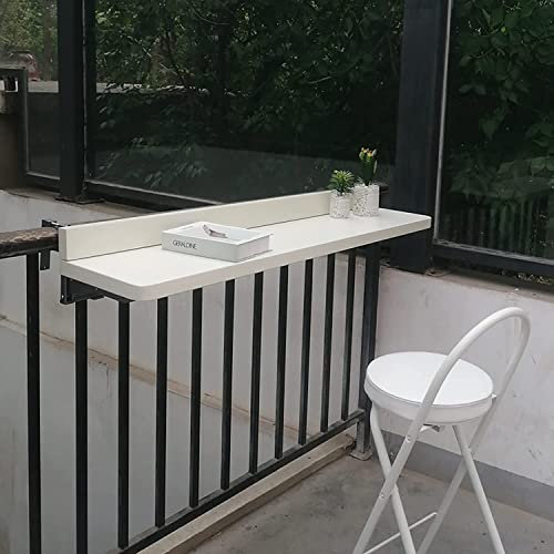 Tavolini da esterno Tavolo sospeso di balcone, tavolo pieghevole for ringhiera sospesa balcone adatto for mazzi di giardini, tavolo da ringhiera for banco balcone esterno altezza