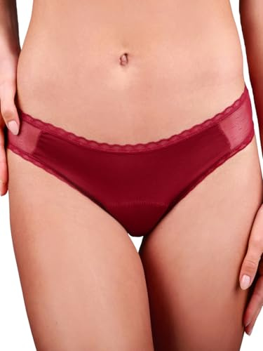 Taynie Lady Ultra stark Periodenunterwäsche Starke Blutung - Periodenwäsche - Menstruationsunterwäsche - ersetzt 6 Tampons, Periodenslip Tragedauer bis 12 Std., waschbar bis 60°C (44, Bordeaux)