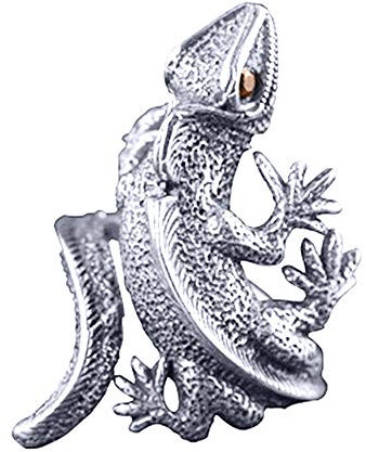 BlackAmazement Ring Größenverstellbar uni Größe Eidechse Lizard Gecko Silber Zirkonia Rot Damen Herren