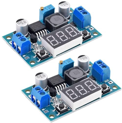 DUBEUYEW DC-DC-Abwärtswandler Buck Converter mit LED-Anzeige Voltmeter Abwärtswandler DC-DC 4,0–40 V bis 1,25–37 V, 2 A Spannung, Einstellbare Platine, Abwärtsmodul, Stromversorgungsmodul (2 Stück)