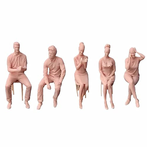 ZEDACAKAI Lot de 5 figurines 1/43 pour homme et femme assis mystère miniature occupé au travail, modèle qui doit être coloré par vous-même n°5