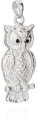NKlaus Kettenanhänger 3D Eule groß 925 Silber glanz 29x13mm Funkelnde Uhu Motiv Amulett 9759