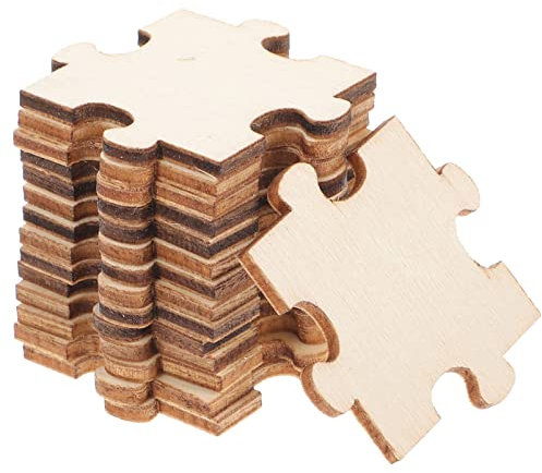 Toddmomy 100 Stück Unfertige Holzpuzzle Leere Puzzleteile Formen Holzpuzzles für DIY-Kinder Ineinandergreifende Hochzeit Familienkalender Plakette Handwerk