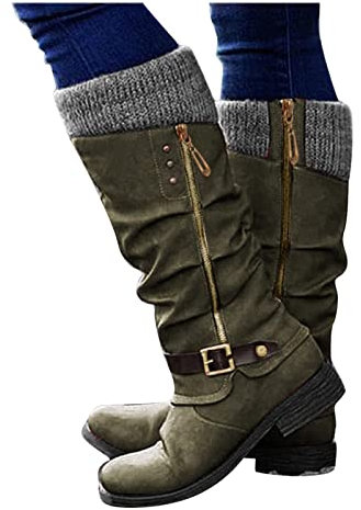 Langschaft Stiefel Damen Basic Winter Overknee Stiefel Beiläufig Lang Boots Herbst Winter Vintage Schnüren Schuhe Langschaft Boots Langschaft Cowboy Stiefel