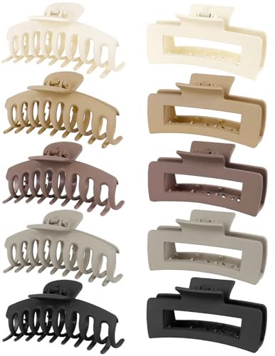 Kavya 10 Stück Haarklammer Groß, Haarspangen Damen Groß Dickes Haar Matt, Rutschfestes Haarklammern Set Haarstyling Zubehör für Frauen Mädchen