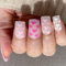 NOVO OVO Court Carré Jelly Rose Blanc Cœurs Nude Épais Faux ongles à coller BE LOVED Lustré Classique Elegant Cute Stick sur Kit Acrylique avec Colle pour la Saint-Valentin Printemps