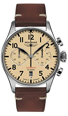 Iron Annie Herrenuhr mit Lederband Serie Cockpit Automatik Chronograph Saphirglas 5122-5