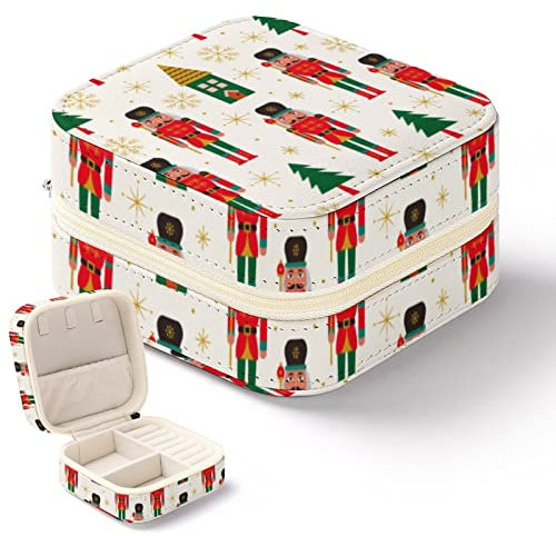 Oudrspo Jewelry Organizer, Jewelry Box, Small Travel Jewelry Case Earring Jewelry Storage Organizer Portable Christmas Nutcracker Tree Jewelry Boxes for Women Girls