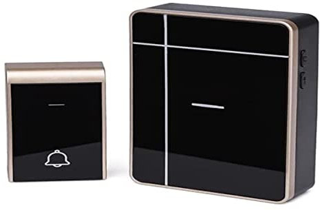 Sonnette sans fil, connexion par batterie, noir et or, idéale pour une utilisation à la maison et au bureau pour faciliter la communication.