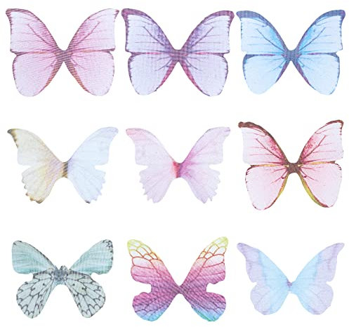 SUNNYCLUE 1 Box 180 Stück 9 Stile Organza Schmetterling Aus Stoff Schmetterlingsdekorationen Kleine Organza Schmetterlinge Frühling Künstliche Schmetterlingsflügel Anhänger Für Die Schmuckherstellung