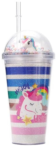 Forreen Tasse en Plastique, 450ML Gobelet avec Paille Reutilisable et Couvercle Double Paroi Anti-¨¦claboussures Bouteille d'Eau pour Enfants, Adultes, ¨¦cole, Bureau