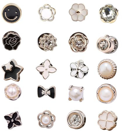 Broche de Boutons, 20 Pcs Boutons de Broche de Chemise, Boutons de Chemise Invisibles, Boutons de Broche de Chemise pour Femmes, Pour Vêtements, Foulards, Jeans, Décoration DIY