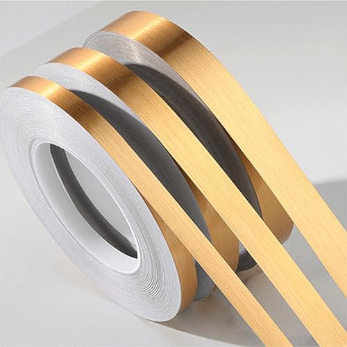 TITKBOW Cinta Adhesiva Decorativa Colores (50M) Gráfica Artística Embellecedor Encimera Cocina Adhesivos Pared Decorativos Metálica de Espejo DIY De Paredes,Cocina,Baño(10mm,Oro)
