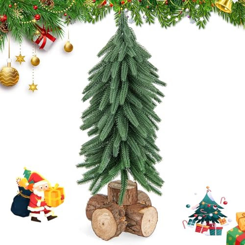 GIANTEX 40 cm künstlicher Weihnachtsbaum klein, Mini Tannenbaum Tisch Deko Baum mit Massivholzbasis, Christmas Tree Christbaum Weihnachten, Kunstbaum Kunsttanne 200 Zweige PE Nadeln grün für Haus Büro