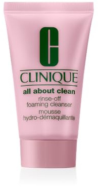 Clinique All About Clean Rinse-Off Foaming Face Wash With Hyaluronic Acid + Glycerin For Oily Skin Types | Dissolves Makeup + Sunscreen, Mini Travel Size, 1 Fl Oz
