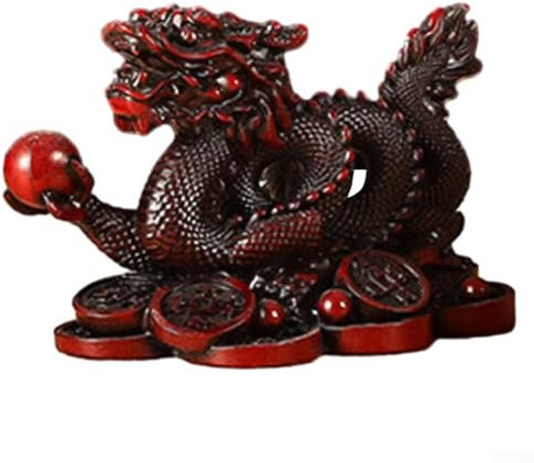 Vilgftyiet Figurine dragon chinois Bénédiction de la prospérité pour l'année à venir (rouge), 1226407139