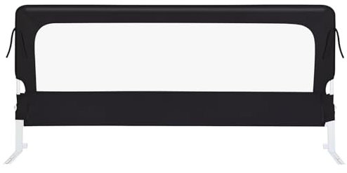 Bettgitter klappbar, Bettschutzgitter mit Verstellbarer Gurte, EIN-klick-Faltung, Rausfallschutz Bett 180° faltbar für Boxspringbett, Elternbett, Kinderbett-200 * 70 * 26 cm – schwarz