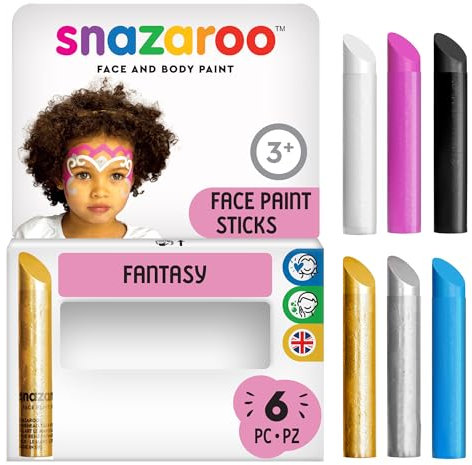 Snazaroo 1160636 Set de 6 Barras de Pintura Facial, Base de Agua, para Pieles sensibles, fácil de Quitar - Fantasía