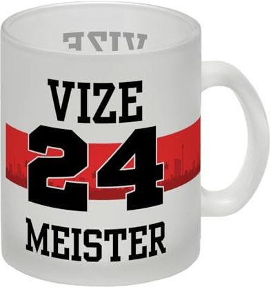 Stuttgart Brustring Glas Tasse mit Spruch Vizemeister 2024 Fußball Meisterschafts-Glas Tasse Schwaben Vizegart Liga Überraschung International