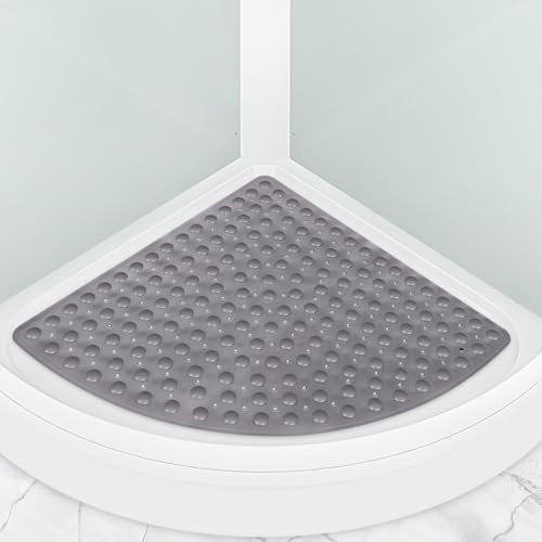 Tapis de douche d'angle antidérapant et anti-moisissure : 70 x 70 cm – Tapis de douche en quart de cercle pour douche intérieure – Tapis de douche incurvé avec ventouses et design dôme – Tapis de bain