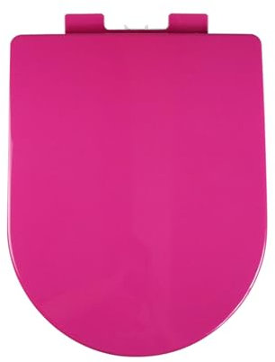 Giural D Shape Soft Close Toilet Seat with Quick Release for Easy Cleaning Toilet Seats, Easy Top Fixing with Adjustable Hinges, Toilet Seat D Shaped (Red, Purple, Orange, Blue, Green),Pink