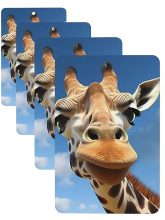 4 Stück Auto-Lufterfrischer zum Aufhängen, Duftkarten, rechteckig, Auto-Aromatherapie-Tabletten, lustige Giraffe, Auto-Lufterfrischer für Auto, Innenspiegel, Anhänger, Geschenke