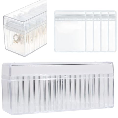 MiOYOOW Acrylic Jewelry Box Organizer, Clear Jewelry Storage Box with Lid & 20 Anti Tarnish Storage Bags for Women Earrings Necklaces ﻿