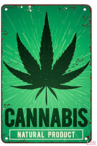Tin Sign Funny Plaque Tin Vintage Metal Poster For Restaurant Garage Shed 20X30Cm Bar Signs Medical Cannabis Plant Marijuana Weed