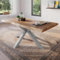 trelevo Esszimmertisch 180x90 cm, Akazienholz massiv, Tischplatte naturfarben, echte Baumkante, Spider Gestell Silber, Baumkantentisch