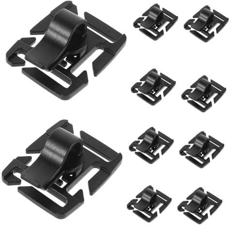 Mipcase 10pcs Outdoor Water Bag Tube Clamp Outdoor Accessories Hook Water Pouch Water Bottlr Pipe Tape Bladder Clamp Water Bladder Tube Clip Water Tube Clip Outdoor Black Plastic
