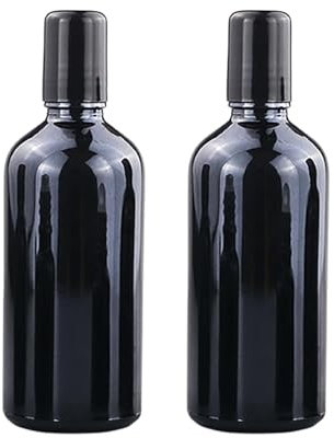 LJJCSFF 2PCS 100ml Oil Roller Bottles Black Rolling Ball Applicator Glass Roller Perfume Dispenser Rollerball Bottle Large Roll on Container