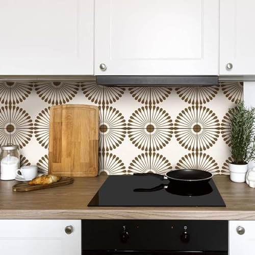 Funlife 25 x 25 cm azulejos de flores grandes textura mate hogar azulejos pegatinas vintage impermeables extraíbles para baño cocina decoración 16 unidades