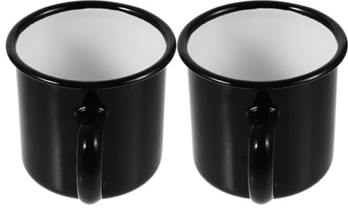 Cabilock Taza De Vintage De Acero Esmalte 2PCS Tazas De Té Retro Tazas De Bebida Capacidad 301 400ml Diseño Tradicional Chino