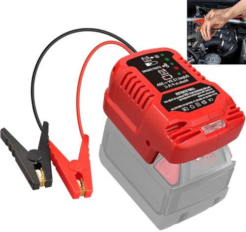 Jump Starter Adapter for Milwaukee 18V Li-ion Battery Powered with Jumper Cable Clamps Portable Car Battery Charger Jump Starter(Battery Not Included)