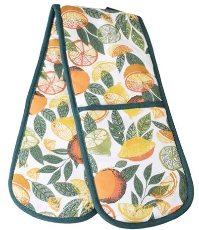 Citrus Fruits Double Oven Glove 100% Cotton Orange Lemon Zest Kitchen Pot Mitts