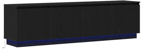 vidaXL Meuble TV avec LED en chêne Noir 180x38x49 cm en Bois d'ingénierie