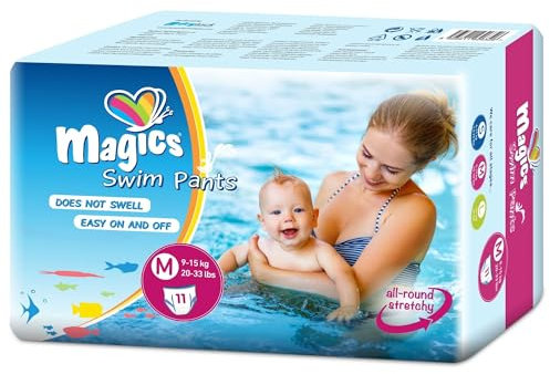 Magics Swim Pants, Pañales Bebé Bañadores Desechables, Talla M (9-15kg), 11 Pañales de Nadar