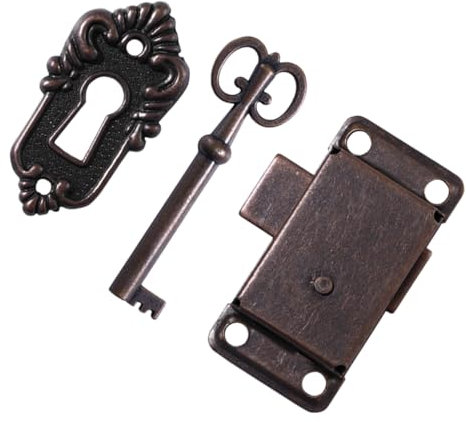 HOMSFOU 1 Set Antikes Schrankschloss mit Schlüssel, langlebiges Schloss für Möbelsicherheit, Retro-Design, Verwendung zum Schutz von Wertsachen