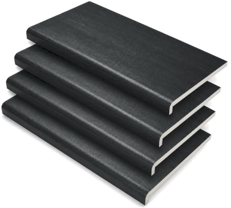 250mm x 1.75m Anthracite Grey uPVC Fascia Capping Board + End Caps – 4 Pack