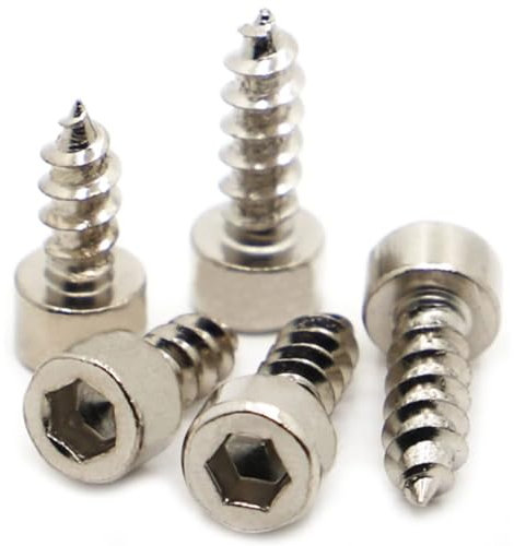 NIHUJALE Tornillos autorroscantes, Tornillos autorroscantes for Madera, de Acero al Carbono niquelado, con Cabeza Hueca Hexagonal Allen, M2, M2.6, M3, M3.5, M4, M5 y M6, 10-50 Unidades(30mm,M4 10pcs)