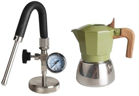 F Fityle Stovetop Espresso Maker Detachable Compact Moka Pot with Steam Generator 100ml Italian Coffee Maker Versatile Milk Frother Steam for All Coffee Lover Home, Green