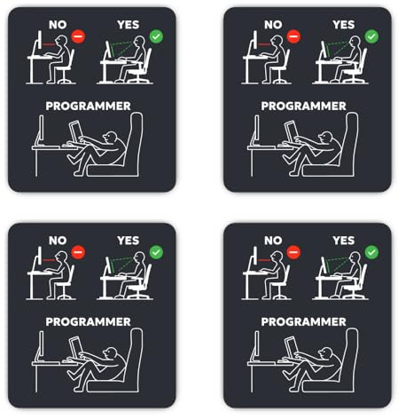Aufkleber: 100 mm, 4 Stück - NO YES PROGRAMMER Sitzposition Comic IT Nerd Wand Laptop Sticker
