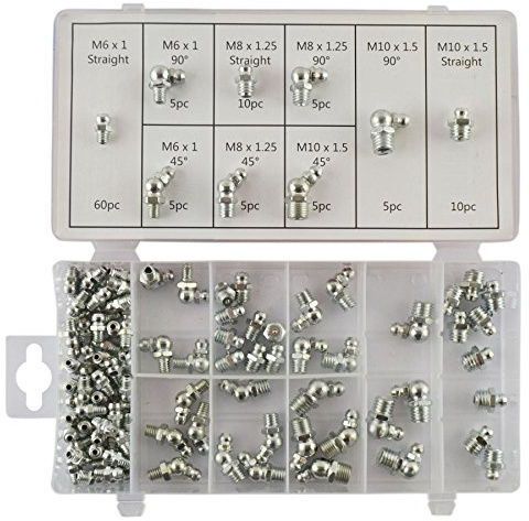 AB Tools-Resolut 110pc Assorted Hydraulic Brake Metric Grease Nipple Assortment Set Fittings