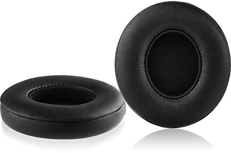 Solo 2 Wired Replacement Earpads - JARMOR Protein Leather & Memory Foam Ear Cushion Pads for Beats Solo2 Wired On-Ear Headphones by Dr. Dre ONLY (NOT FIT SOLO 2.0/3.0 WIRELESS) - Black